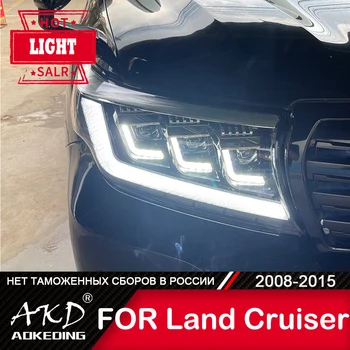 Toyota Land Cruiser 2008-2015 için Kafa Lambası Araba Aksesuarı Sis Farları DRL H7 LED Bi Xenon ampul LC200 Farlar