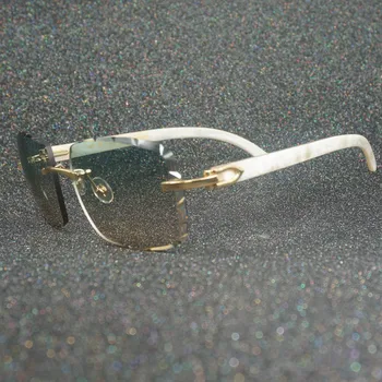 C Deco Güneş Gözlüğü Erkekler için Pürüzlü Kenar Vintage Carter Beyaz Manda Boynuzu Dekoratif Gözlük Lüks Kadın Güneş Gözlüğü Adam için