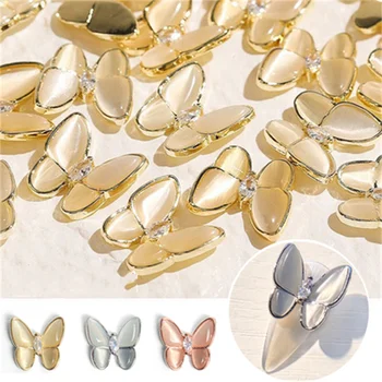 10 Adet Alaşım Zirkon 3D Altın Kelebek Şekli Nail Art Süslemeleri süper flaş DIY Rhinestones Metal Takı elmas tırnak süsü Takılar # 9