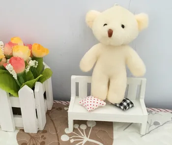 24 adet 12cm Mini Küçük bej renk peluş oyuncak Ayı Bebek Hayvan Oyuncaklar Düğün Doğum Günü Partisi Çiçek Kolye Dekor. Anahtarlık zinciri