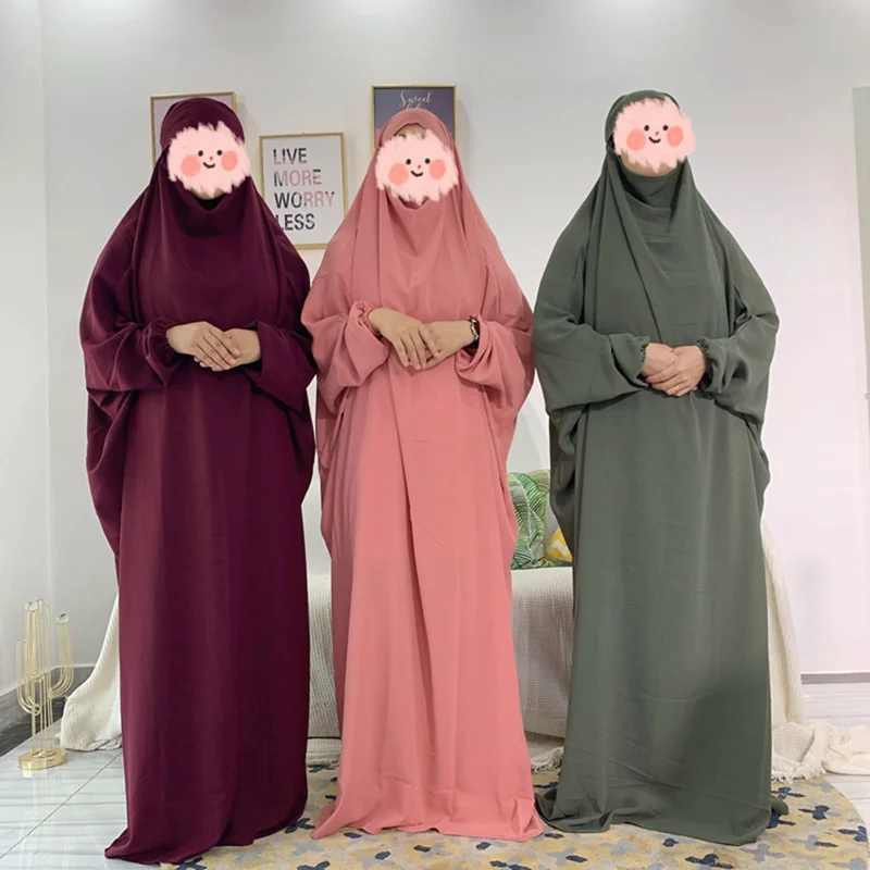 Ramazan Dubai çarşaf islami giyim Türkiye Müslüman Namaz Konfeksiyon Kapşonlu Jilbab Uzun Khimar Tam Kapak Kadınlar Başörtüsü Elbise Peçe