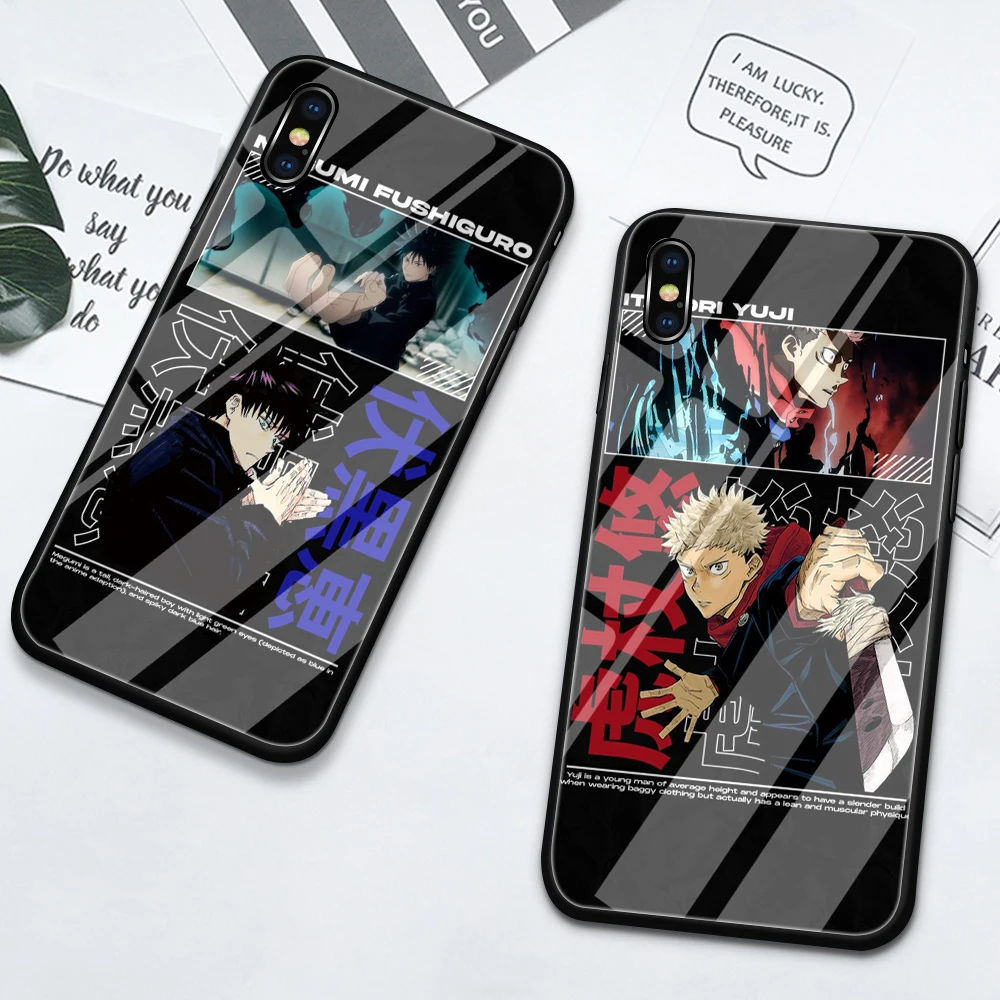 Anime jujutsu kaisen Samsung A7 A8 Artı A9 A10 A10S A11 A12 A13 A20 A30 A20S A21S A22 Cam telefon kılıfı
