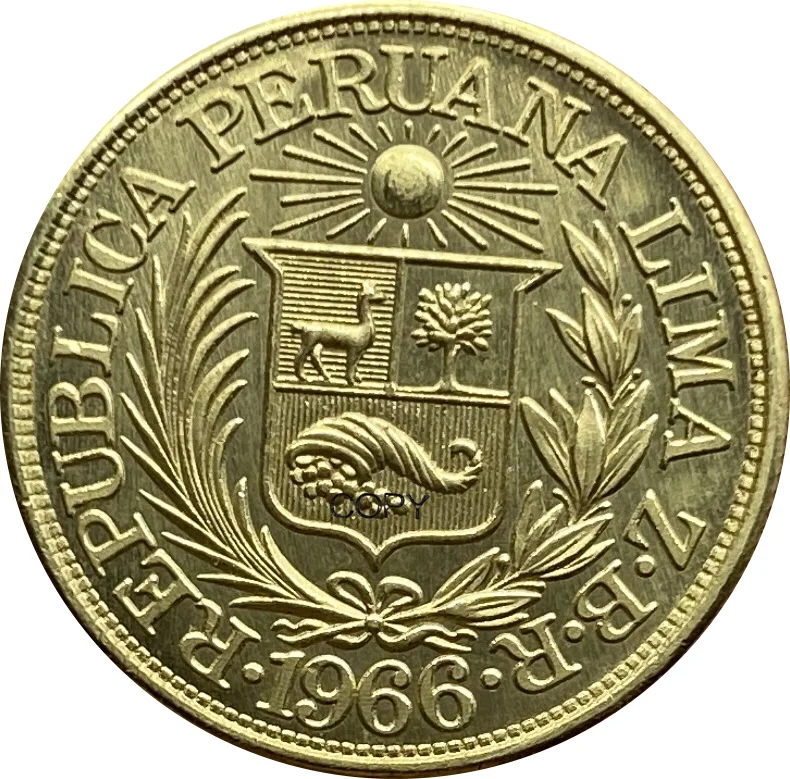 Peru 1966 1/2 Terazi Ticaret Sikkeleri Metal Pirinç Altın Sikke Çin Oyma Döküm Hatıra Tahsil Çoğaltma Kopya Paraları