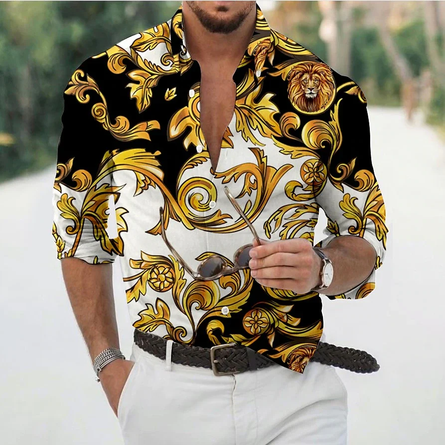 Unisex 2022 Nefes Hawaii Gömlek Barok Fransız erkek Gömlek 3D Baskı Yüksek Moda Sokak Gevşek erkek Streetwear Gömlek