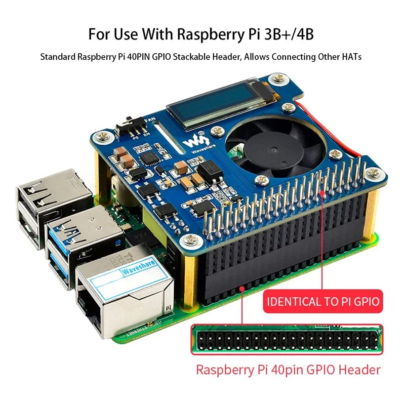 Waveshare Power Over Ethernet HAT Desteği 802.3 Af Poe Ağ genişletme kartı OLED İle Ahududu Pi İçin 4 Model B / 3B+ / Aasalecredit