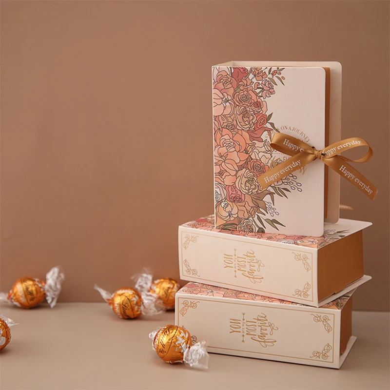 5 adet Yaratıcı Kitap Şekli Şeker şeritli kutular DIY Hediye Kutusu Noel Düğün Doğum Günü Partisi Süslemeleri İyilik Kutusu Çanta