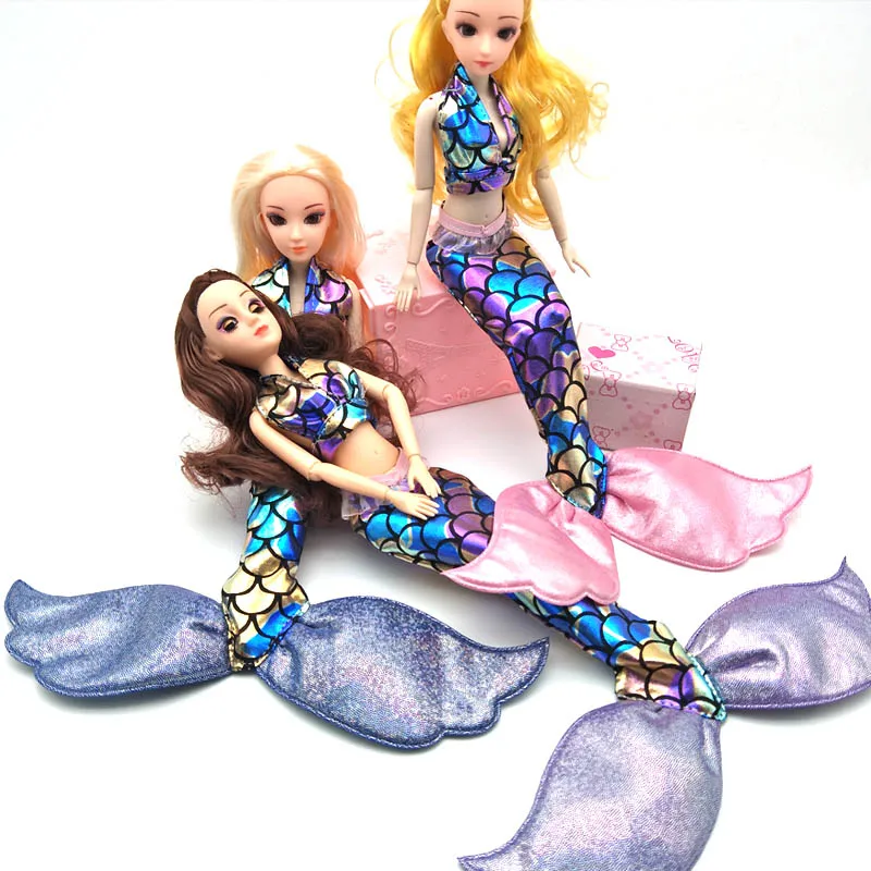 El yapımı Bebek Parti Elbise Etek Moda Giysileri barbie bebek Hakiki Denizkızı Kuyruğu Elbise Bebek Oyuncak