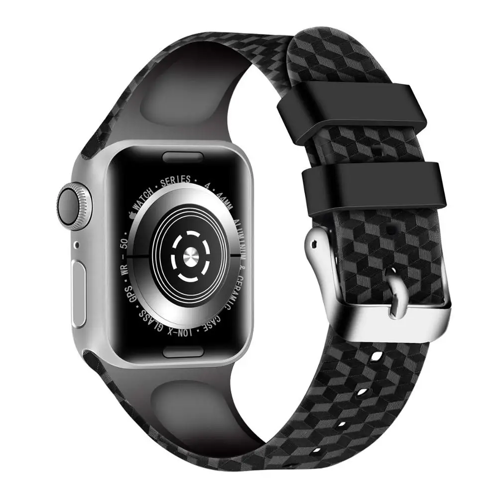 Silikon Kayış Apple ürünü için 6 bant 44mm 40mm iwatch bileklik 38mm 42mm 3D Doku Spor bilezik Apple watch serisi 3 4 5 se 6
