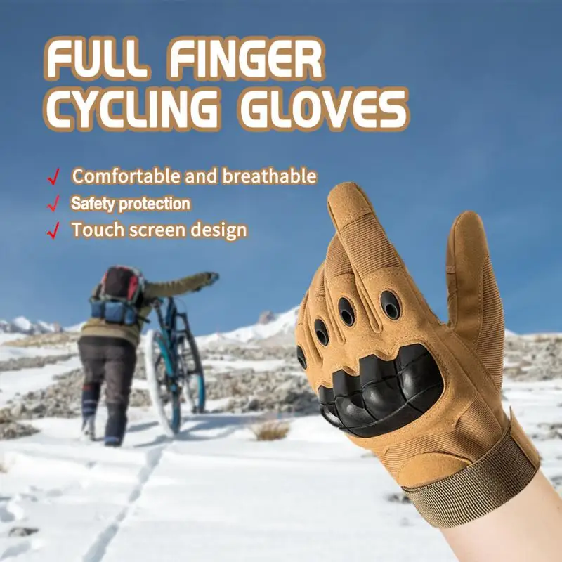 Taktik bisiklet eldiveni Kış Tüm Parmak Dokunmatik Ekran Sıcak Rüzgar Geçirmez Eldiven Motosiklet Kamp Kamuflaj Aşınmaya dayanıklı Eldivenler