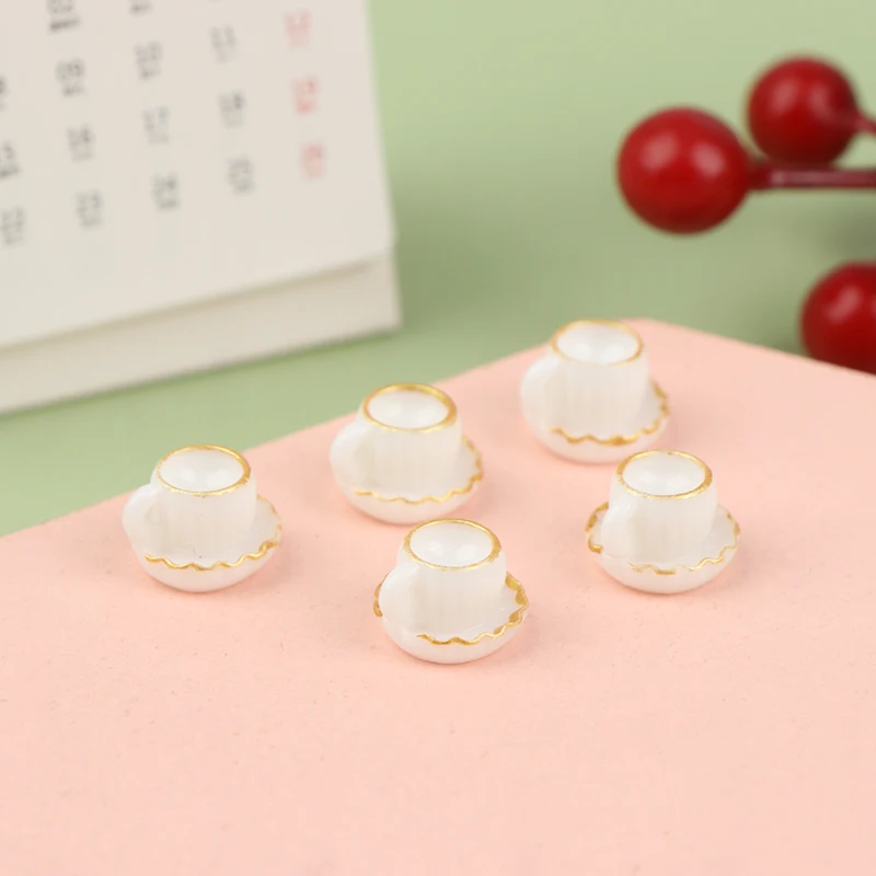 5 adet Dollhouse Minyatür Mini Kahve Fincanı Modeli mutfak mobilyası Aksesuarları Bebek Evi Dekor Çocuklar Oyuncak Oyna Pretend
