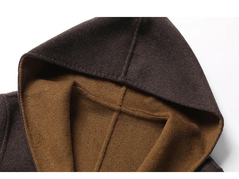 Erkek Ceket kışlık palto Yün Trençkot Lüks Uzun Ceket Kapşonlu Casual Zarif Kalınlaşmak Giyim Yün Rüzgarlık