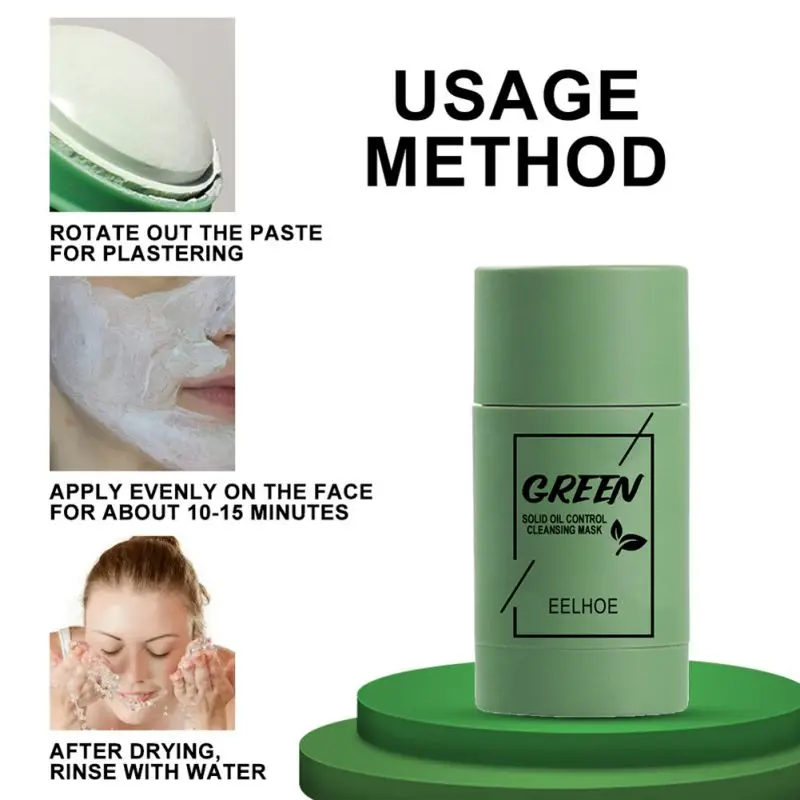 Yeşil çay Maskesi Katı Yüz Maskesi Sopa Yağ Kontrolü Siyah Nokta Akne Temizleme Nemlendirici Nemlendirici Beyazlatma Çamur Maskesi Sopa