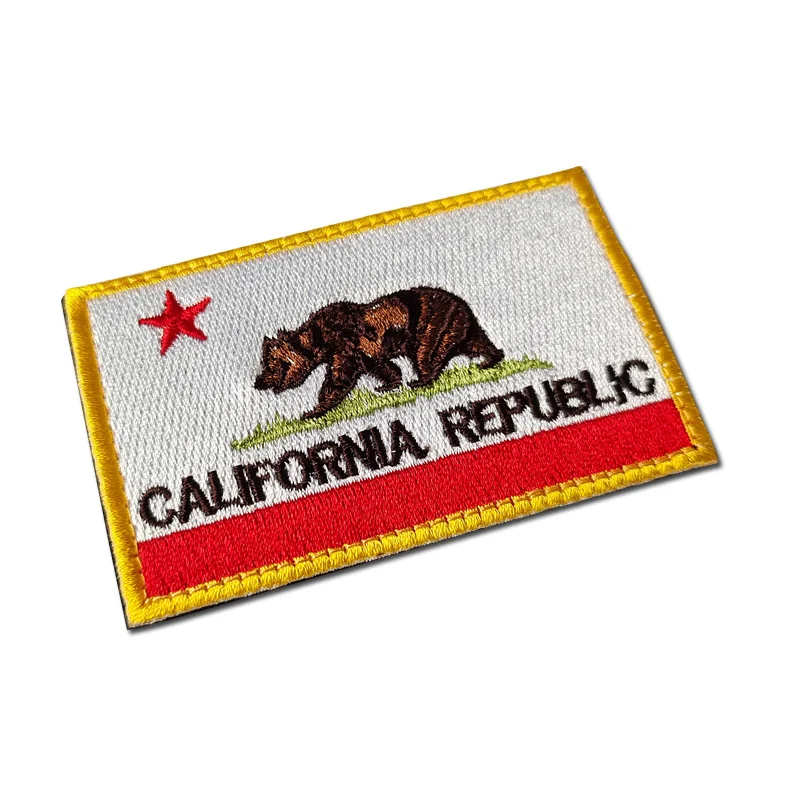 ABD Bayrağı Nakış Yama Kaliforniya Ayı Rozeti Taktik Askeri Yamalar Ordu Sırt Çantası Bez Dekorasyon