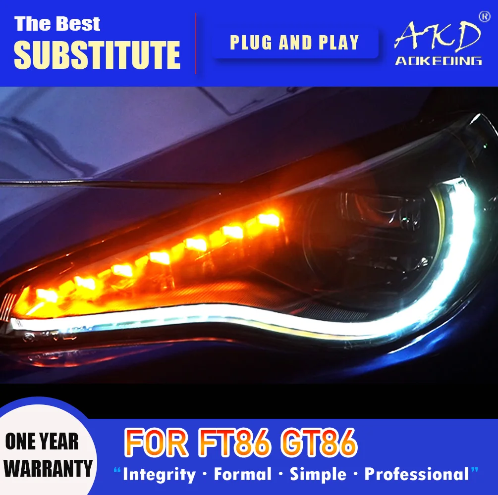 AKD Kafa Lambası Subaru BRZ için LED Far 2012-2018 Farlar FT86 GT86 DRL Dönüş Sinyali Yüksek İşın Melek Göz Projektör Lens