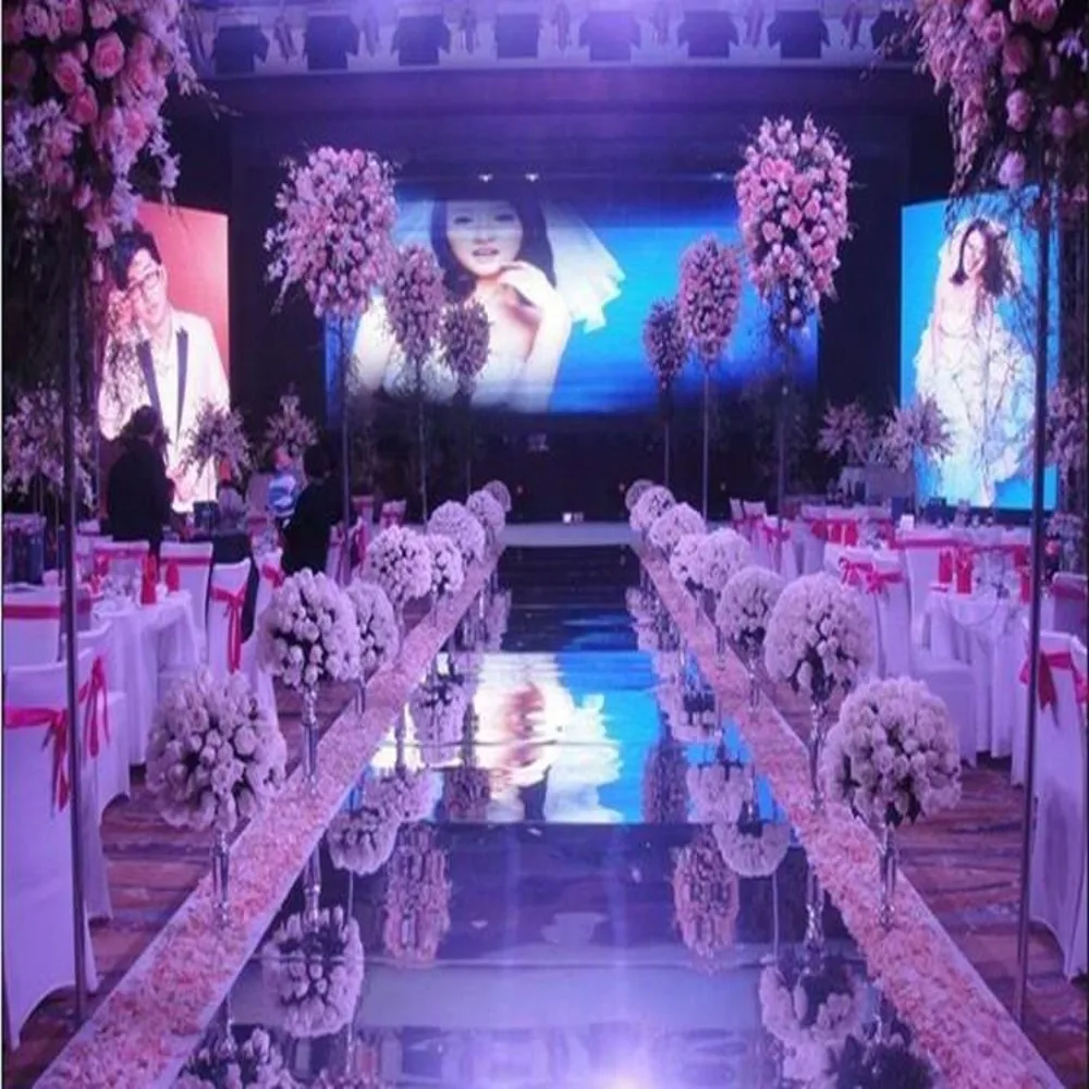 Lüks Düğün Centerpieces Ayna Halı Koridor Koşucu 1M Genişliğinde Düğün T İstasyonu Dekorasyon Beyaz Altın Gümüş Mor Renk