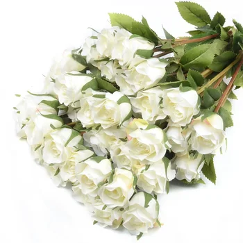 Kaliteli 12pcs Yapay Düğün İçin Ev Dekorasyon Gelin Çiçek Buket Tablo Düzenlemek Holding Sahte Çiçek İpek Gül 