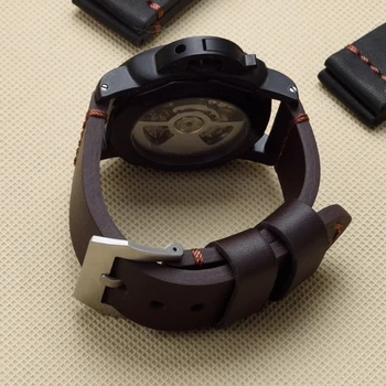 MERJUST 22mm 24mm 26mm Siyah Kahverengi Hakiki Deri Watchband Bileklik PAM PAM441 111 Büyük Pilot İzle Garmin Fenix3 Kayış