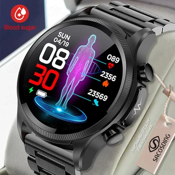 SACOSDİNG EKG PPG Spor akıllı saat Erkek 360 * 360 HD Ekran Kan Şekeri Kalp Hızı Kan Basıncı Monitörü Termometre Smartwatch