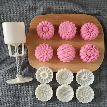 6 Adet / 4 Adet Mutfak Malzemeleri 3D Çiçek Şekli 50g Mooncake Kalıpları Çok Amaçlı Kullanımlık Festivali Çerez Süslemeleri Aracı