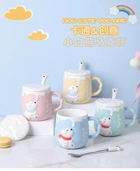 Yüksek değer el boyalı kişiselleştirilmiş kaşıklı kupa seramik fincan kız severler fincan içme suyu ev süt kahve fincanı