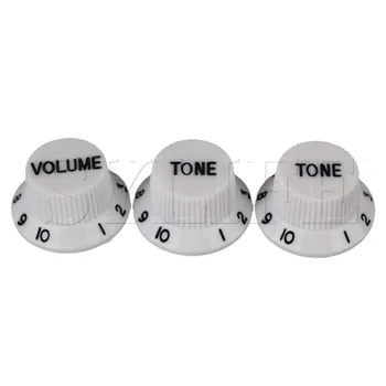 3x Elektro Gitar Silindir Şapka Ses Tonu Kontrol Düğmesi Beyaz Plastik 5.5 mm Dia Delik