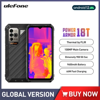 Ulefone Güç Zırh 18T Android 12 Smartphone 12GB + 256GB IP68 Sağlam Telefon Termal görüntüleme kamerası 6.58 