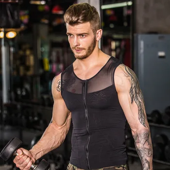 Erkek Zayıflama Vücut Şekillendirici Göğüs Sıkıştırma Gömlek Jinekomasti Moobs Fanila Bel Eğitmen Göbek Ter Yelek Egzersiz Tankı Üstleri