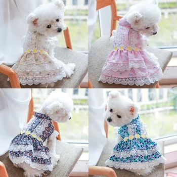 Papatya Dantel Prenses Köpek Elbise Çiçek Pet Etek Pet DressesWedding Cupcake Kedi Elbise Köpek Giysileri Küçük Köpekler İçin Evcil Hayvan Ürünleri