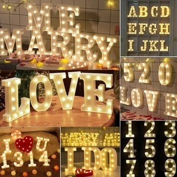 Alfabe Mektubu LED ampuller Lamba Dekorasyon Düğün Parti Ekran Gece Lambası noel hediyesi