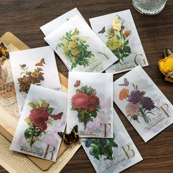 40 Adet/paket Zarif Buket Çiçek ve Kelebek DIY Dekoratif Çıkartmalar Hane Sticker