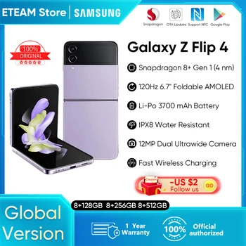 Yeni Orijinal Samsung Galaxy Z Flip 4 5G Smartphone Flip4 Snapdragon 8+ Gen 1 6.7 