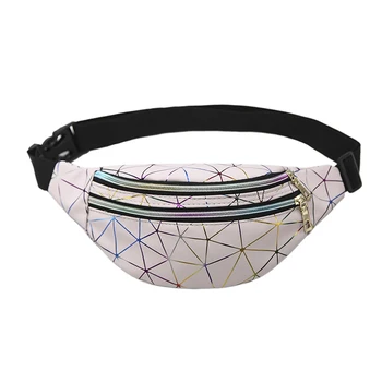 2021 Holografik Göğüs Çanta Kadın Pembe Gümüş fanny paketi Kadın bel çantası Siyah Geometrik Bel Paketleri Bel Telefon Kılıfı
