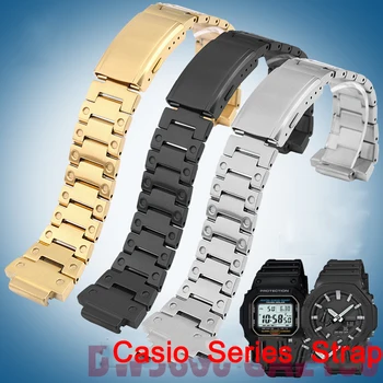 Yeni Metal Paslanmaz Çelik saat kayışı Casio küçük kare izle DW5600 / M5610 / GMW-B5000 / GA2100 Çelik Kordonlu Saat Aksesuarları