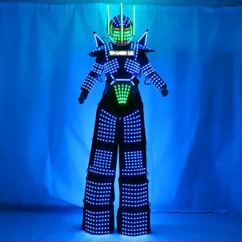 LED ışık Takım Elbise Robot Giysileri LED Stilts Yürüteç Kostüm LED Robot Takım Elbise Parti Balo Salonu Disko Gece Kulübü Sahne Robot Elbise Gösterisi