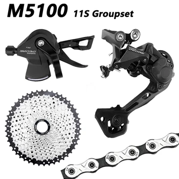 Deore M5100 1x11 Hız Groupset Vites Attırıcı 11 S Kaset 11-40/42/46/50/52 T Volan X11 Zincir MTB Bisiklet 11 V Kiti Orijinal