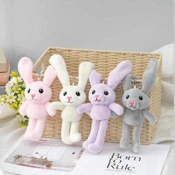 30cm Peluş Tavşan Uzun Kulaklar Çekilebilir Tavşan Bebek Anahtarlık Kulak Bacaklar Geri Çekilebilir Tavşan peluş oyuncak Çanta Süsleme çocuk hediye