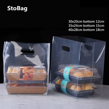 StoBag 50 adet Çerezler Ambalaj Şeffaf Kolu plastik Poşetler Doğum Günü Partisi Kek Ekmek Malzemeleri Kalınlaşmak