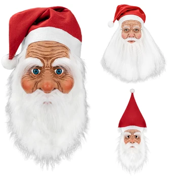 Noel Maskesi Lateks Başlık Noel Baba Aynı Lateks Başlık Beyaz Sakallı Noel Baba Maskesi Parti Hediye