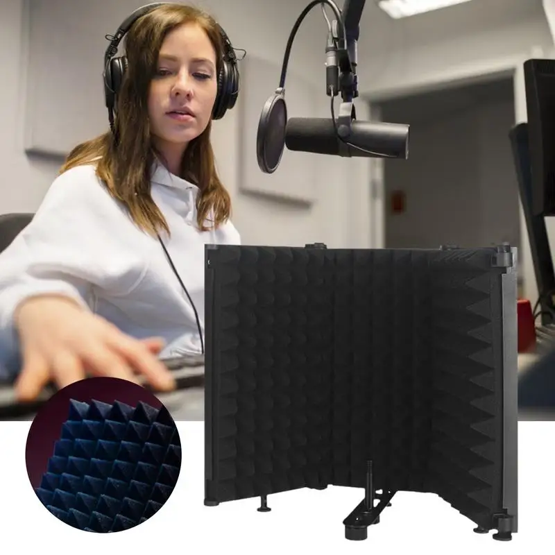 3/5 Paneller Ayarlanabilir Mikrofon İzolasyon Kalkanı Kapak Rüzgar Ekran Pop Filtre Katlanabilir Stüdyo Mikrofon Kayıt Ses Yalıtımı