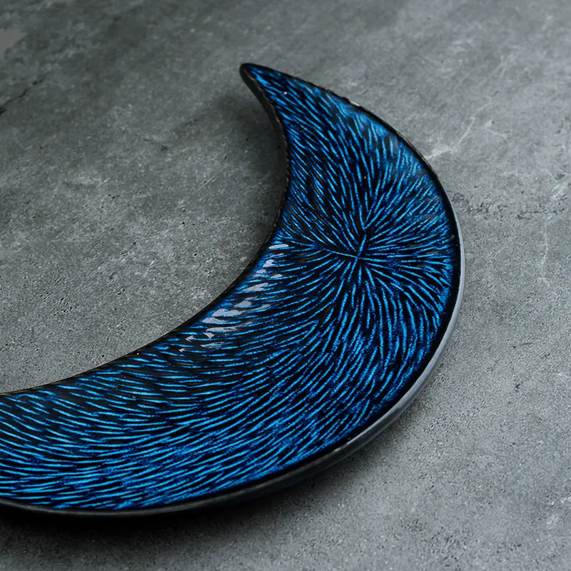 Japon suşi tabağı Seramik Yaratıcı Ay Şekli Çanak Aperatifler atıştırma tabağı Kişilik Retro Sofra Ceramica Seti Plaka