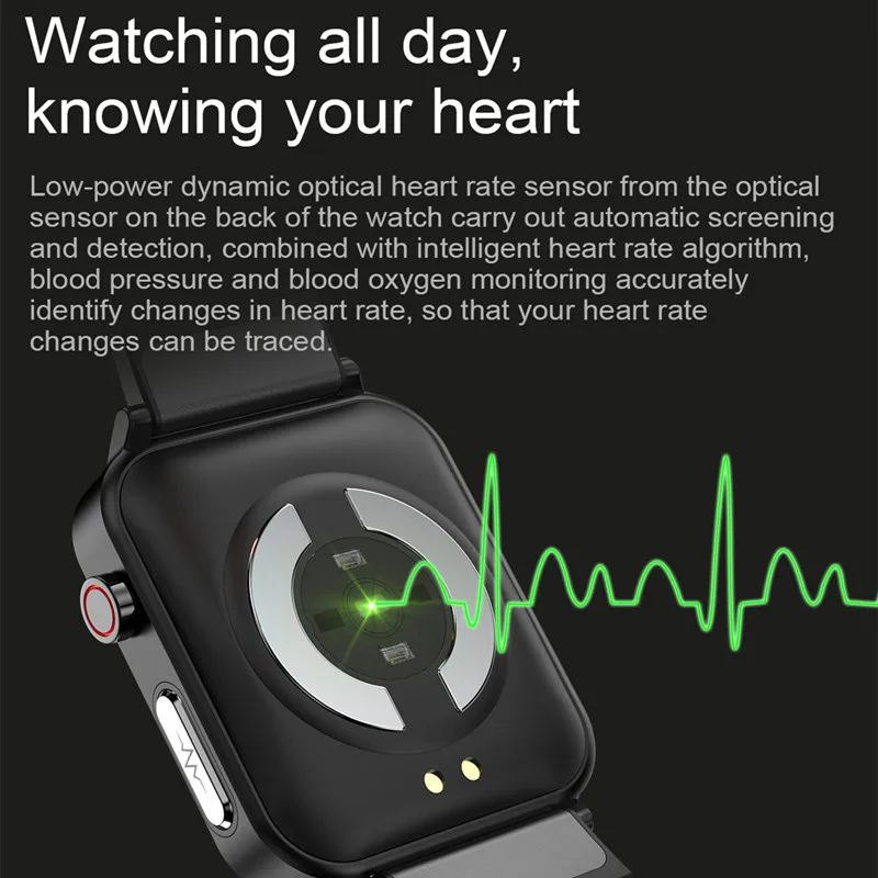 Erkekler PPG EKG E86 akıllı saat İle Vücut Sıcaklığı Kalp Hızı Kan Basıncı Monitörü Smartwatch 1.7 inç Kadın Spor İzle