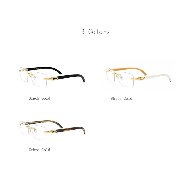 HDCRAFTER Çerçevesiz Gözlük Doğal Boynuzları Tapınak Çerçevesiz Gözlük Çerçeveleri Erkekler Kadınlar için Reçete Miyopi Optik Marka Tasarımcısı
