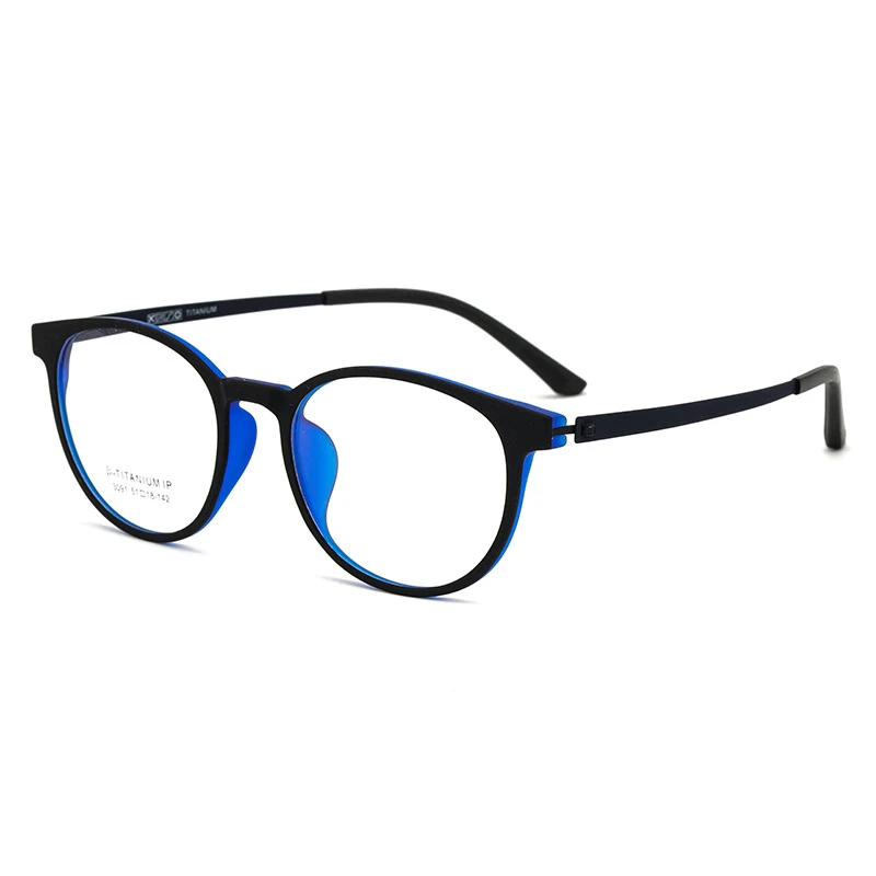 KatKanı Ultra Hafif Rahat TR90 Gözlük Kadın Retro Yuvarlak Saf Titanyum Optik Reçete Gözlük Çerçevesi Erkekler 02-3091